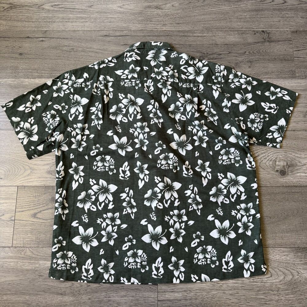 Eddie Bauer Men's Dark Green Tropical Linen-Cotton Blend Button Down Size Large - Picture 6 of 6